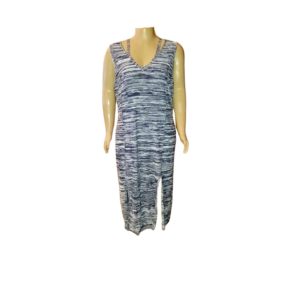6th & Lane Lane Bryant Sleeveless V-Neck Dress Navy Blue White 22/24 NWT
